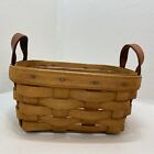 Longaberger 2002 Basket Small Rectangle 2 Leather Handles And Protector