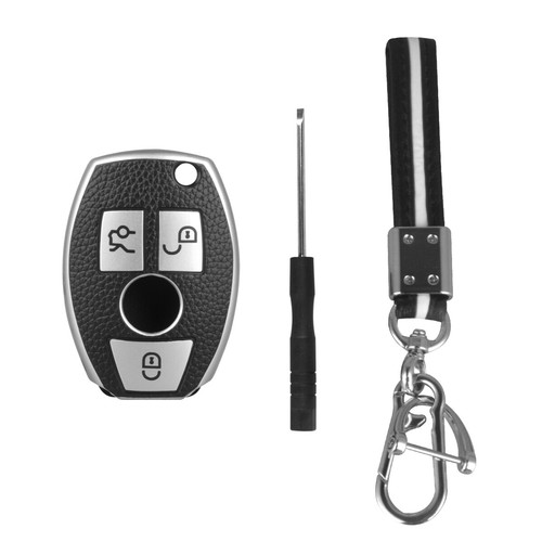 New Key Fob Cover Case Shell Leather TPU For Mercedes Benz 3 Button Remote - Picture 15 of 15