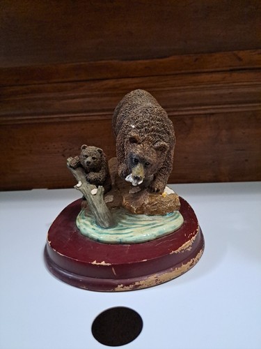 GRIZZLYBÄR Porzellan Figur mit Jungtier - National Wildlife Federation - Bild 4 von 5