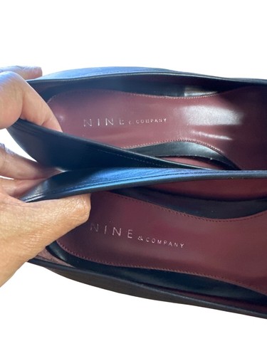 Nine Company 10 Zapatos de Cuero Puntera Cuadrada Tacón Gatito Detalle Tachonado Negro - Imagen 3 de 8