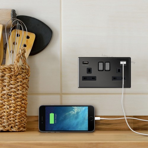 Mega Socket Screwless Slim Flatplate Light Socket & Switches BLACK NICKEL Range - Picture 52 of 115