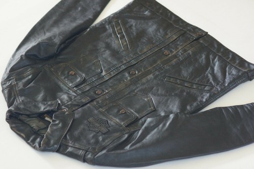 Harley Davidson Men's Digger Button-Up Black Leather Riding Jacket XL 98036-19VM - Picture 9 of 12