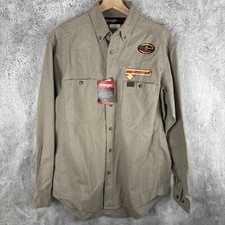 Wrangler Riggs Workwear Shirt Men  s Medium Chambray Tan Button Down Work NWT