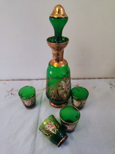 Servizio liquore murano 3 fuochi oro zecchino e vetro murano - Foto 6 di 8