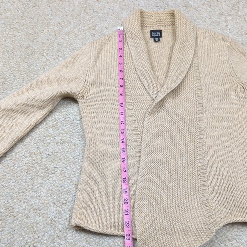 Eileen Fisher Cardigan Womens XS Beige Wool Mohair Italian Yarn Flaws Open Front - Picture 14 of 19