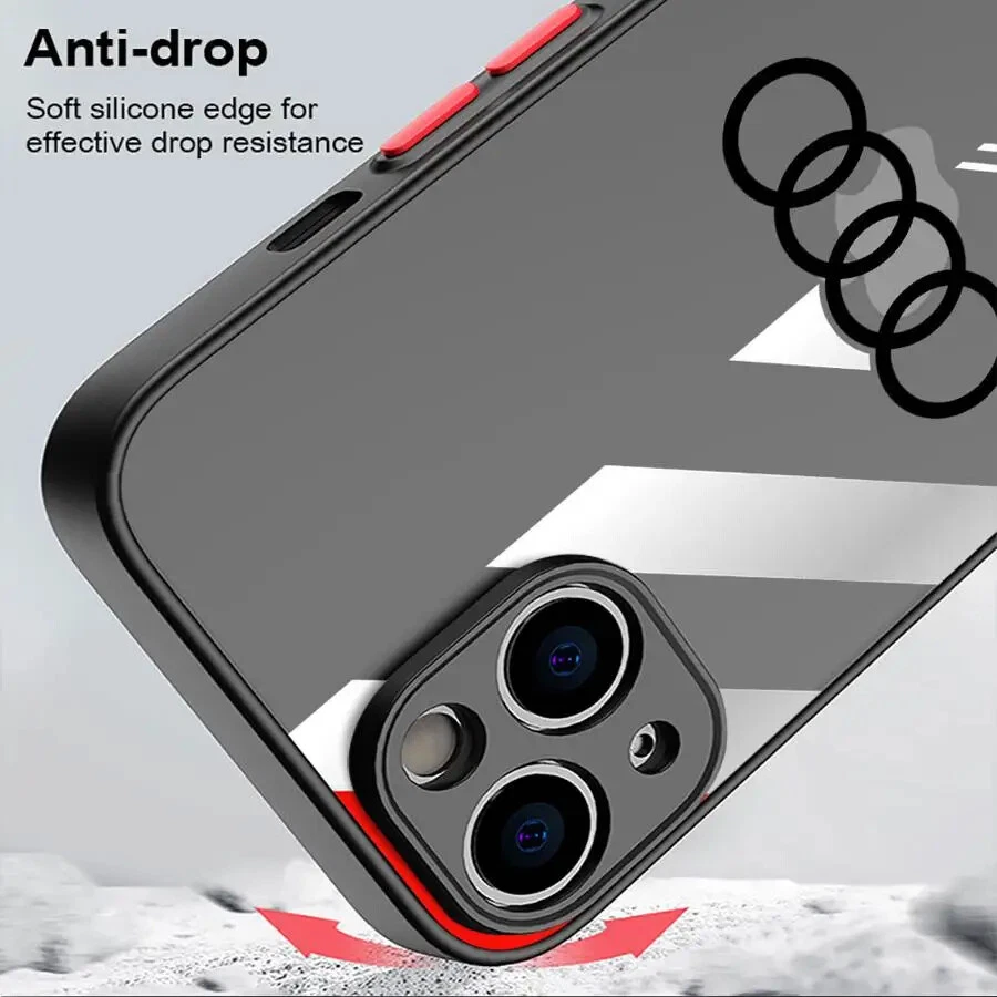 Soft Case Audi Quattro S Line for iPhone 16 15 13 14 11 12 Pro Max Mini X XS 7 8 - Image 4 of 4