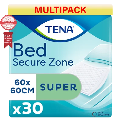TENA Bed Super Disposable Incontinence Bed Pads 60x60cm 4 Pks of 30 - 120 Sheet