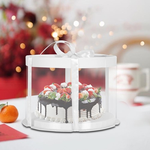 Dia.22cm Clear PVC Cube Chocolate Sweets Cup Cake Wedding Favour Boxes w/ Ribbon - Picture 7 of 15