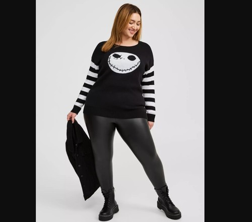 Torrid Nightmare Before Christmas Jack Top 2X 18 20 Disney Striped Crew Neck NWT - Picture 2 of 4