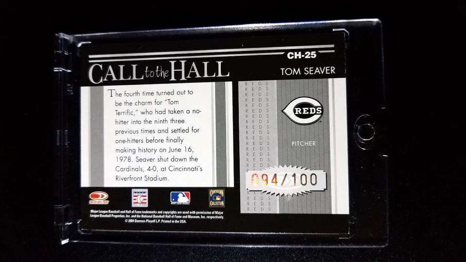 TOM SEAVER RARE 2004 Donruss Timelines CH-25 Call to the Hall #/100 Reds HOF - Image 2 of 2