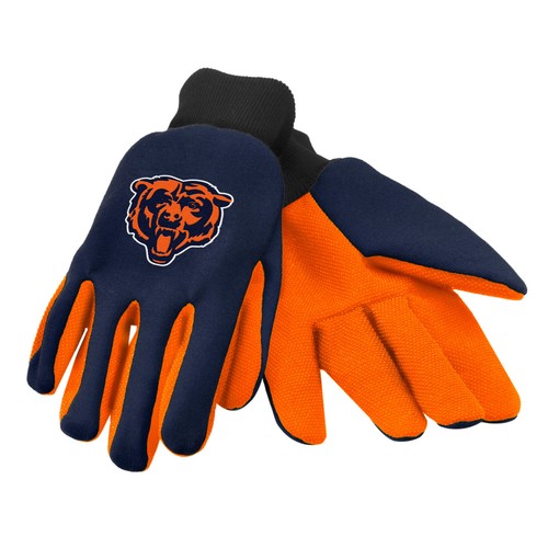 NFL Chicago Bears Colored Palm Utility Gloves Navy w/ Orange Palm by FOCO - Picture 1 of 3