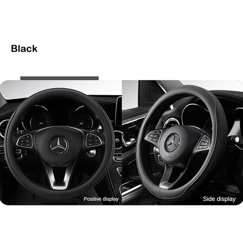 Napa Leather Car Steering Wheel Cover Universal 38cm Non-slip Breathable Black - Picture 2 of 10