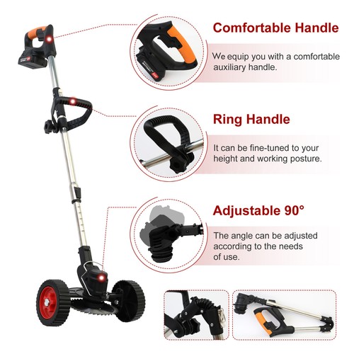 Electric Cordless Grass String Trimmer Lawn Edger Weed Wacker Cutter + 2 Battery - Picture 3 of 23
