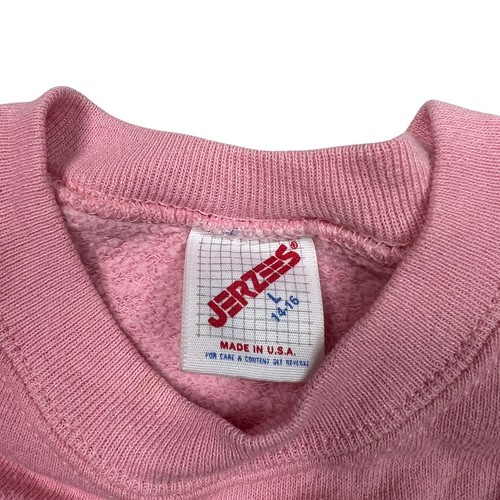 Vintage 80s Girl Garden Flower Crewneck Raglan Sweatshirt Pink Youth Large 14/16 - Picture 4 of 5