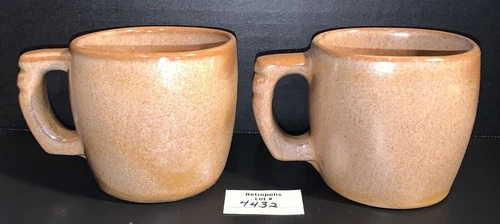 2 Frankoma Plainsman Brown Coffee Mugs Cups 5C