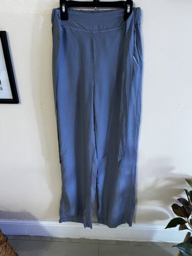 Women's XX Small Thread & Supply Linen Chambray Denim Paper Bag Wide Leg Pants - Picture 3 of 21
