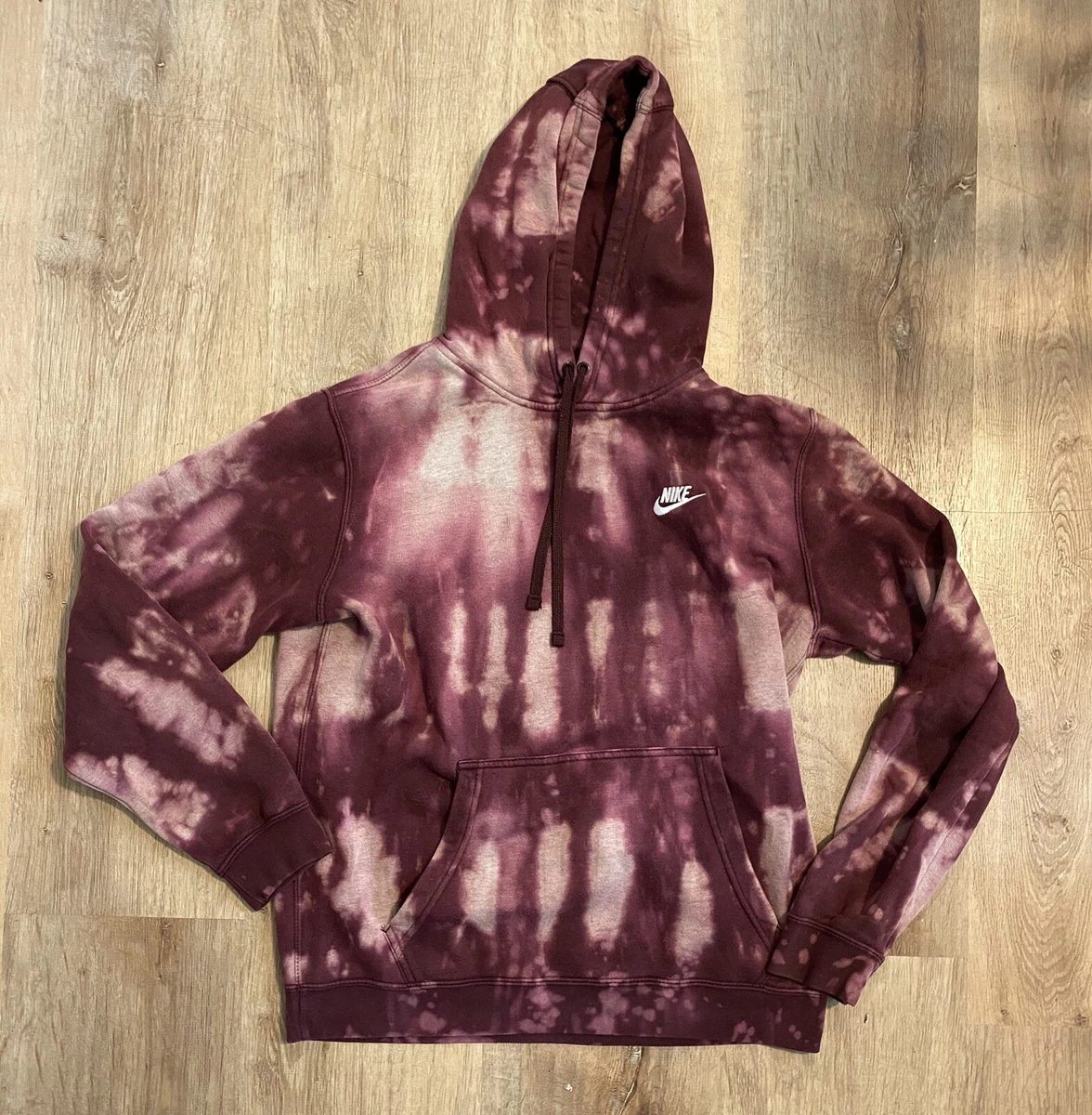 Nike Swoosh Custom Vintage Bleach Tie-dye Hoodie Sweatshirt