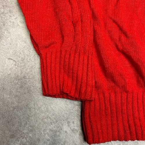 L.L Bean Knitted Jumper Mens Medium USA 1/4 Quarter Zip Pullover Sweater Red - Picture 7 of 9