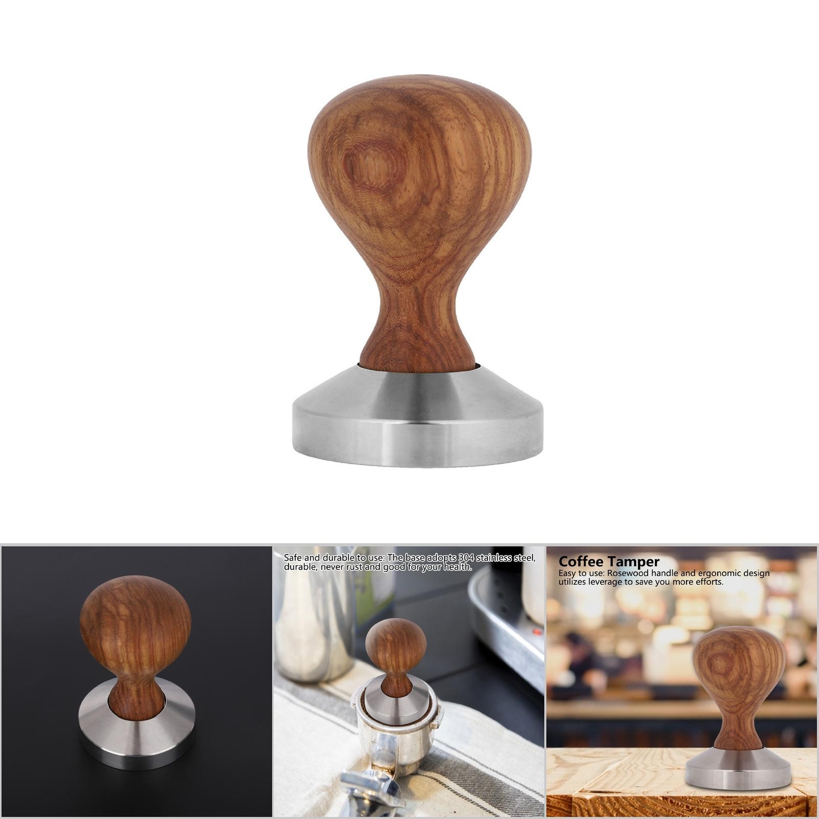 51mm Practical Rosewood Handle Coffee Tamper Powder Flat Press