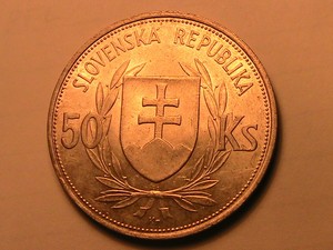 1944-Slovakia-Republic-50-Korun-Ch-BU-Lustrous-White-Silver-WWII-Era-Slovak-Coin