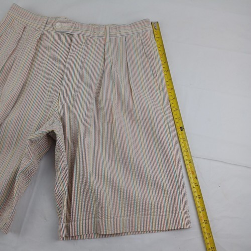Vintage Peter Millar Seersucker Golf Shorts Men 32W Multicolor Striped Pleated - Picture 11 of 12