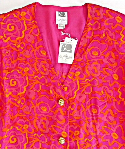 SIGRID OLSEN SEGRETS Silk Fuchsia Fuschia Pink Blazer Jacket Women Sz 4 6 8 NWT - Picture 4 of 12