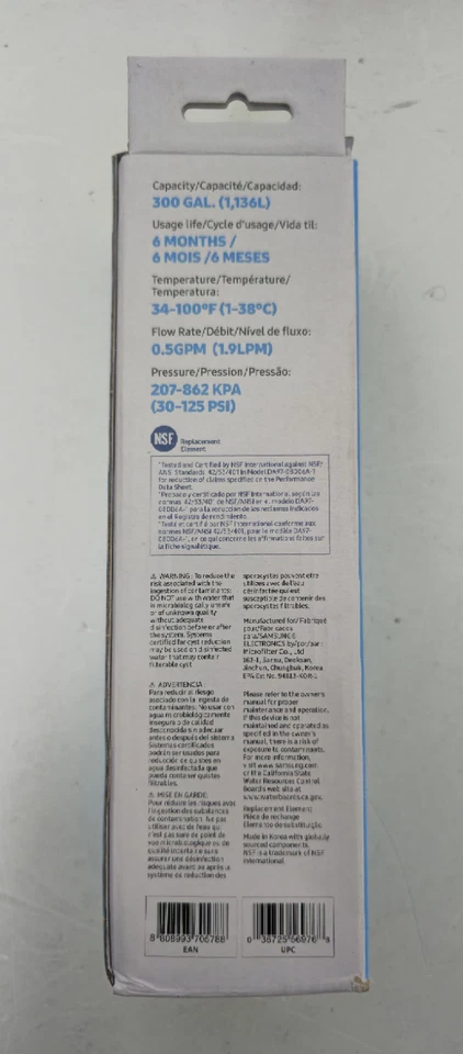 Filtro Original Samsung para Frigorífico Agua y Hielo Bloque de Carbono Filtración Foto 4 de 4