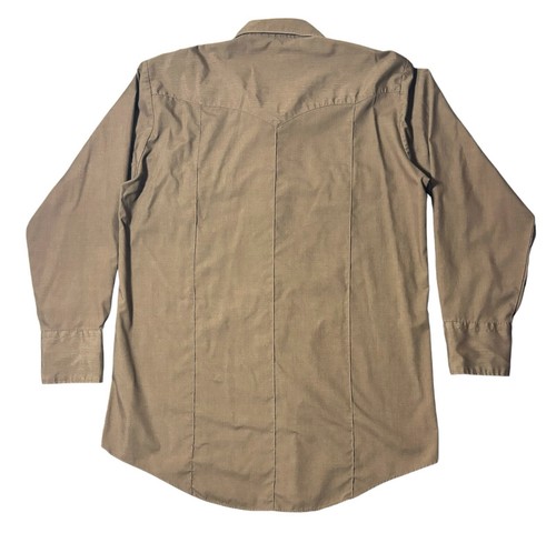 VTG Karman Bisson Brown Mens Shirt 15-15 1/2 Western Pearl Snap USA Cowboy - Picture 2 of 8