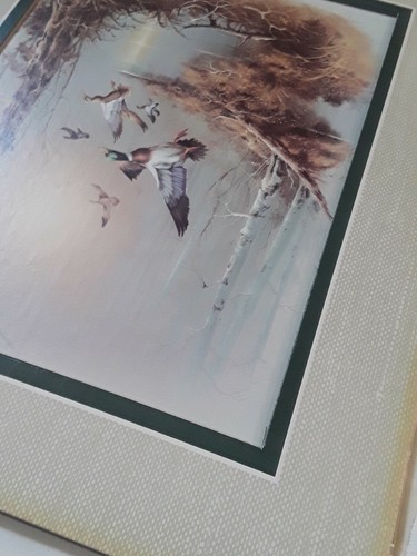 vintage Andres Orpinas Print Litho in USA Flying Ducks Fall early winter matted - Picture 12 of 12