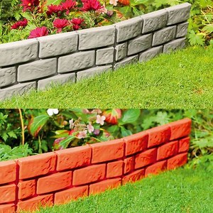 10 Pack Brick Effect Hammer-In Pathway Garden Edging Border with Solar Lights