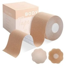 Boob Tape and 2 Pcs Petal Backless Nipple Cover Set, Breathable Breast L