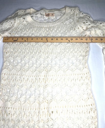 Hollister Women's Wool Cream Long Sleeve Crochet Knit Sweater Medium - Bild 11 von 11