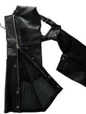 Damen schwarze Leder Chaps mit seitlichen Rei&szlig;verschl&uuml;ssen und Nieten, fast neu, Gr&ouml;&szlig;e XL (16)