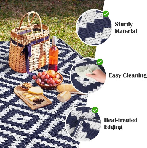 Outdoor Rug 8x10 Plastic Straw Reversible Large Patio Carpet Mat for Camping - Picture 31 of 44