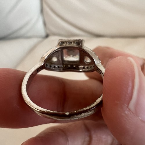 925 Sterling Silver Three Stone Emerald-Cut Ring Size 7.75 - Picture 3 of 7