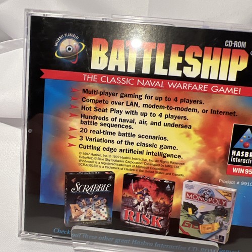 Vintage PC Battleship The Classic Naval Warfare Game Hasbro Windows 95 PC CD-ROM - Picture 5 of 7