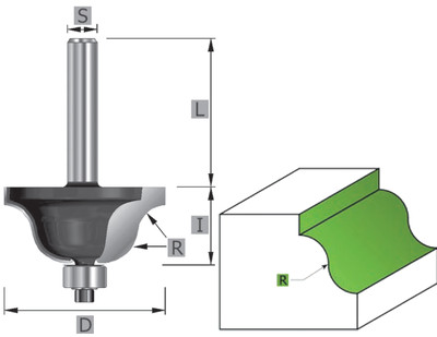 HW-(HM) Roman profile cutter with ball bearing Z=2 MAN suitable S=6/8/12mm SK1152