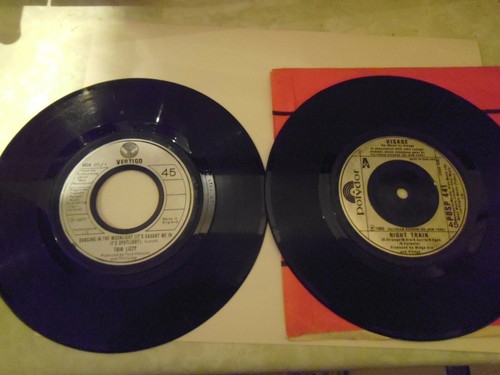 2 records 45rpm singles thin lizzy and visage night train dancing in moonlight. - Picture 2 of 3