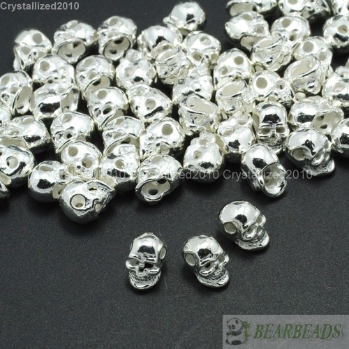 Side Drilled Metal Skull Bracelet Necklace Earring Connector Charm Spacer Beads - Picture 2 of 18