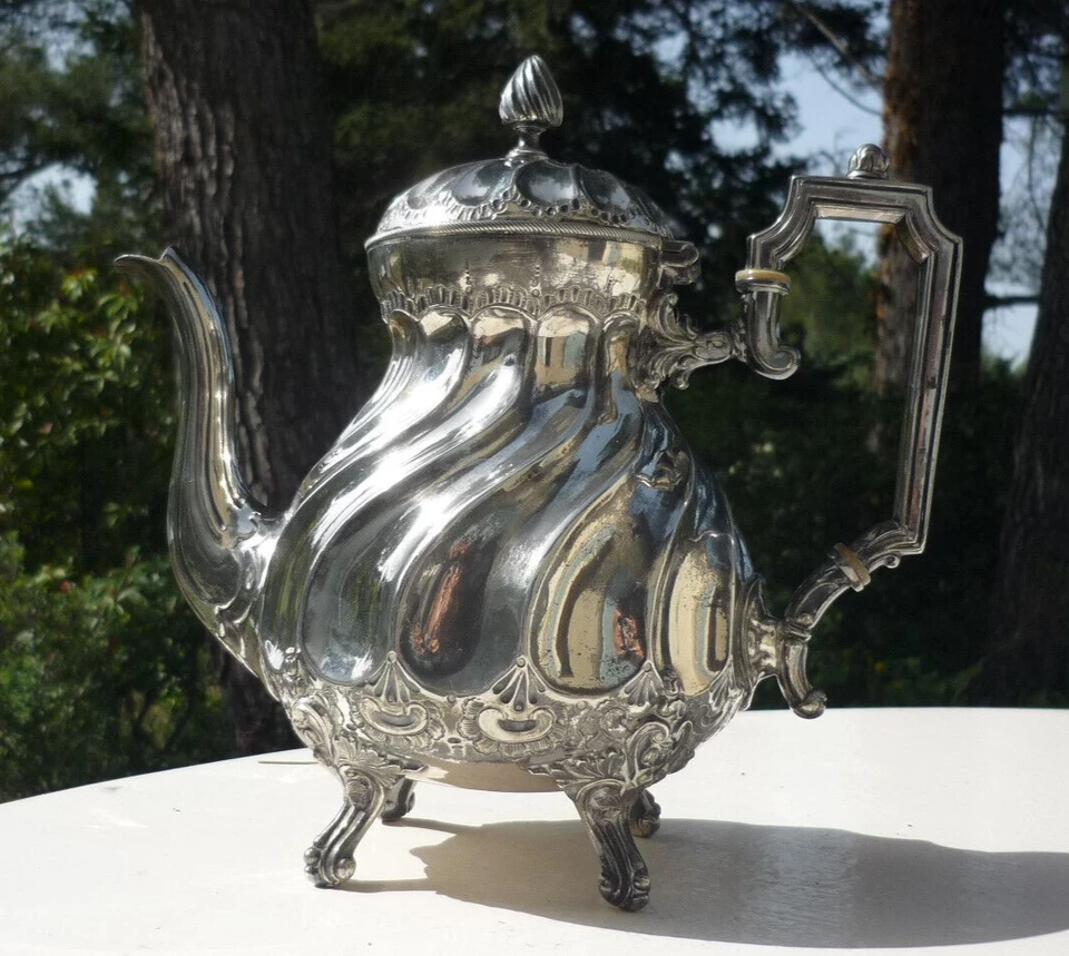 Cafetière ancienne en métal argenté - James Deakin & Sons - XIXe - Photo 2/4