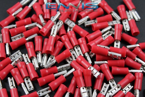 18-22 GAUGE 500 PK VINYL RED QUICK DISCONNECT FEMALE .110 TERMINAL CONNECTOR - Picture 3 of 4
