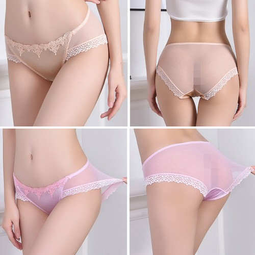 Women Seamless Panties Silk Satin Briefs Underwear Lingerie Sheer Lace Knicker ^ - Picture 12 of 29