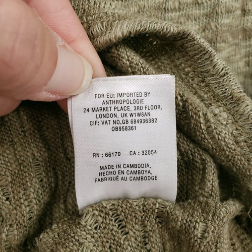 Anthropologie Sweater Womens M Medium Green Cropped Long Sleeve Pullover Linen - Picture 12 of 14