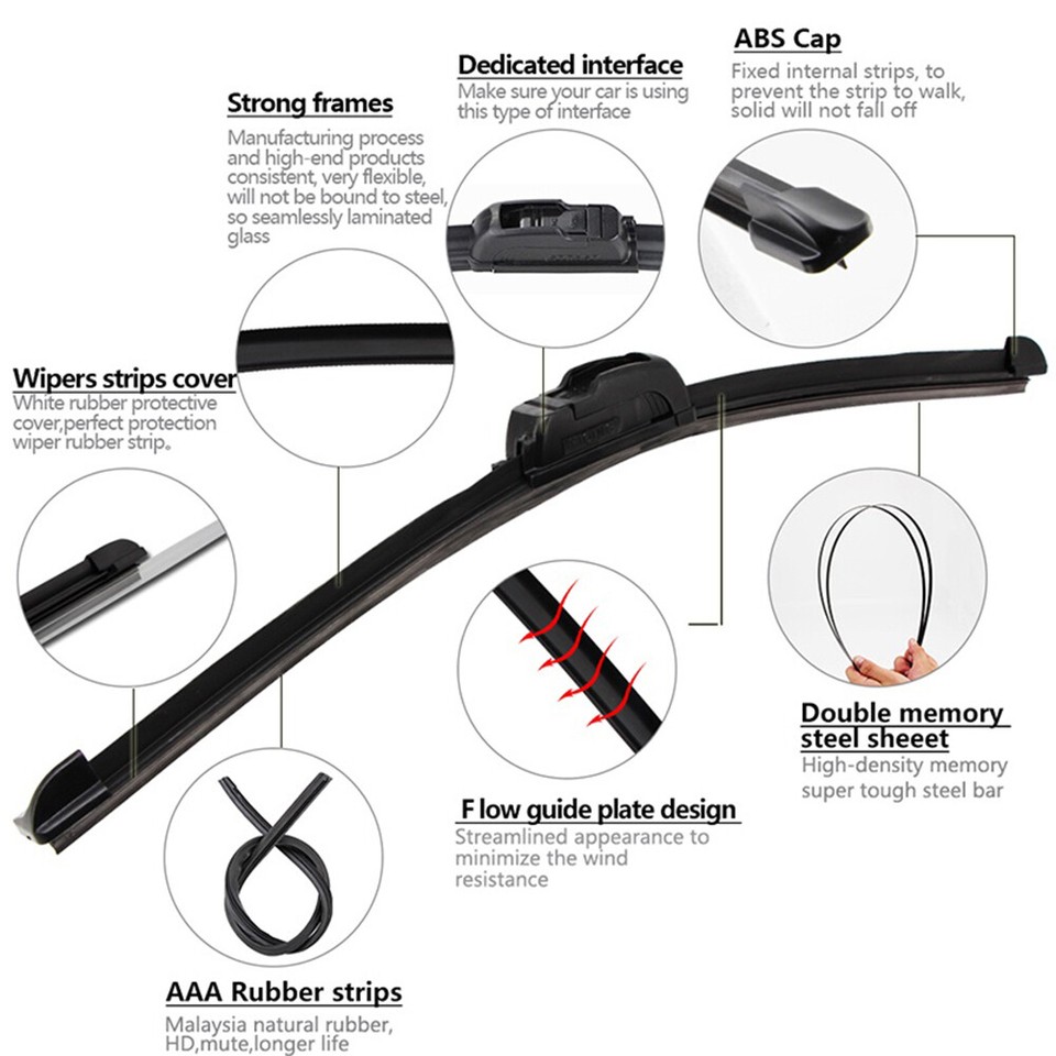 Car Wiper Blades 14 16 17 18 19 20 21 22 24 26inch Bracketless