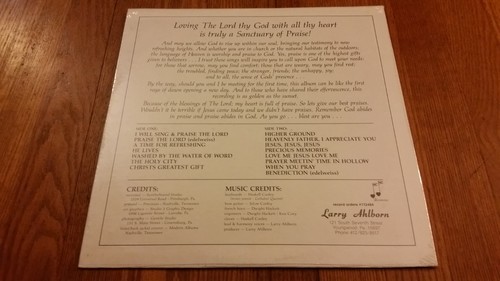Larry Ahlborn Sanctuary Of Praise SEALED Christian Gospel Music Vinyl Record LP - Picture 2 of 2