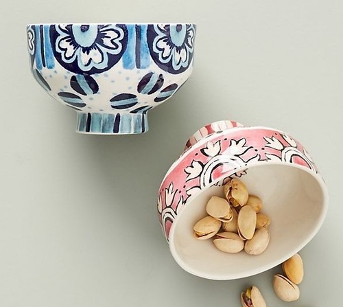 Anthropologie Nut Bowl Suno Helado Snacks Pequeño Azul o Rosa Floral Nuevo - Imagen 1 de 5