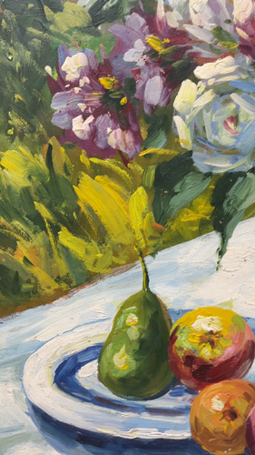 Hungryartist - Pintura original de flores de bodegones sobre lienzo 20x24 enmarcada - Vídeo 1 de 1