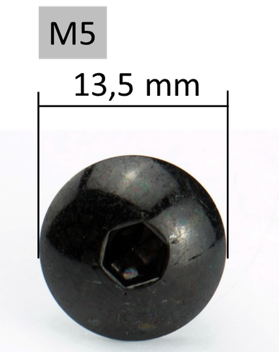 Tornillo de cabeza de lente M5x12 mm negro M5 rosca cabeza de lente ancho hexagonal interior - Imagen 2 de 2