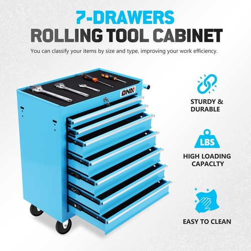 7-Drawer Plastic Top Rolling Tool Cabinet with Keyed Locking System Portable - Picture 5 of 7