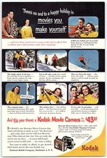 1950s EASTMAN KODAK BROWNIE CINE-KODAK MOVIE CAMERA PRINT ADVERTISEMENT Z4289